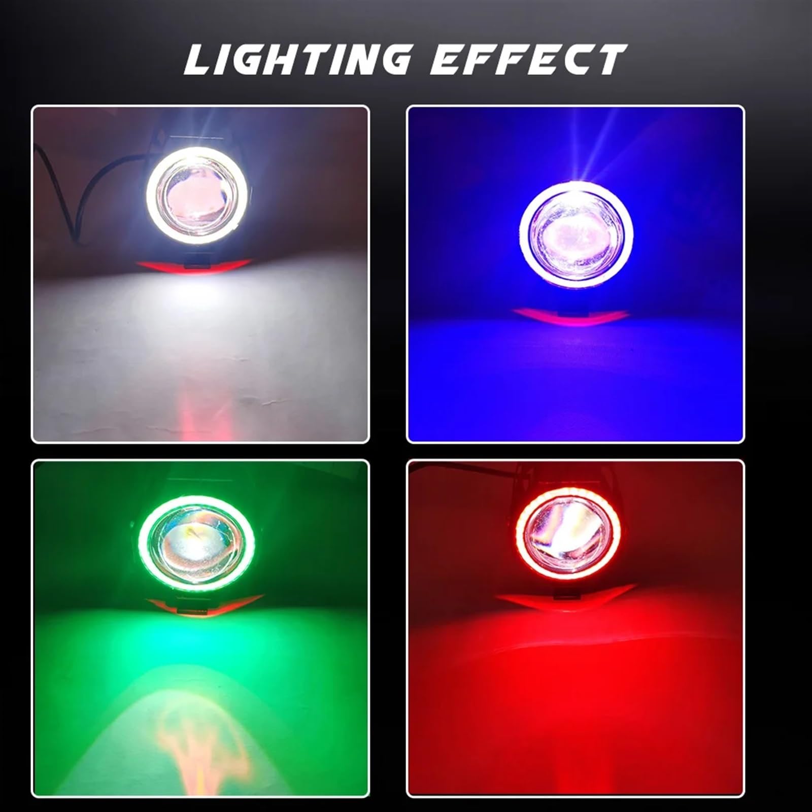 Fari fendinebbia a Led aggiuntivi for moto Faretti Lampeggiatore Faro ausiliario for lampada moto elettrica U7 Moto Angel Eyes Lens (Color : 2pcs Green)
