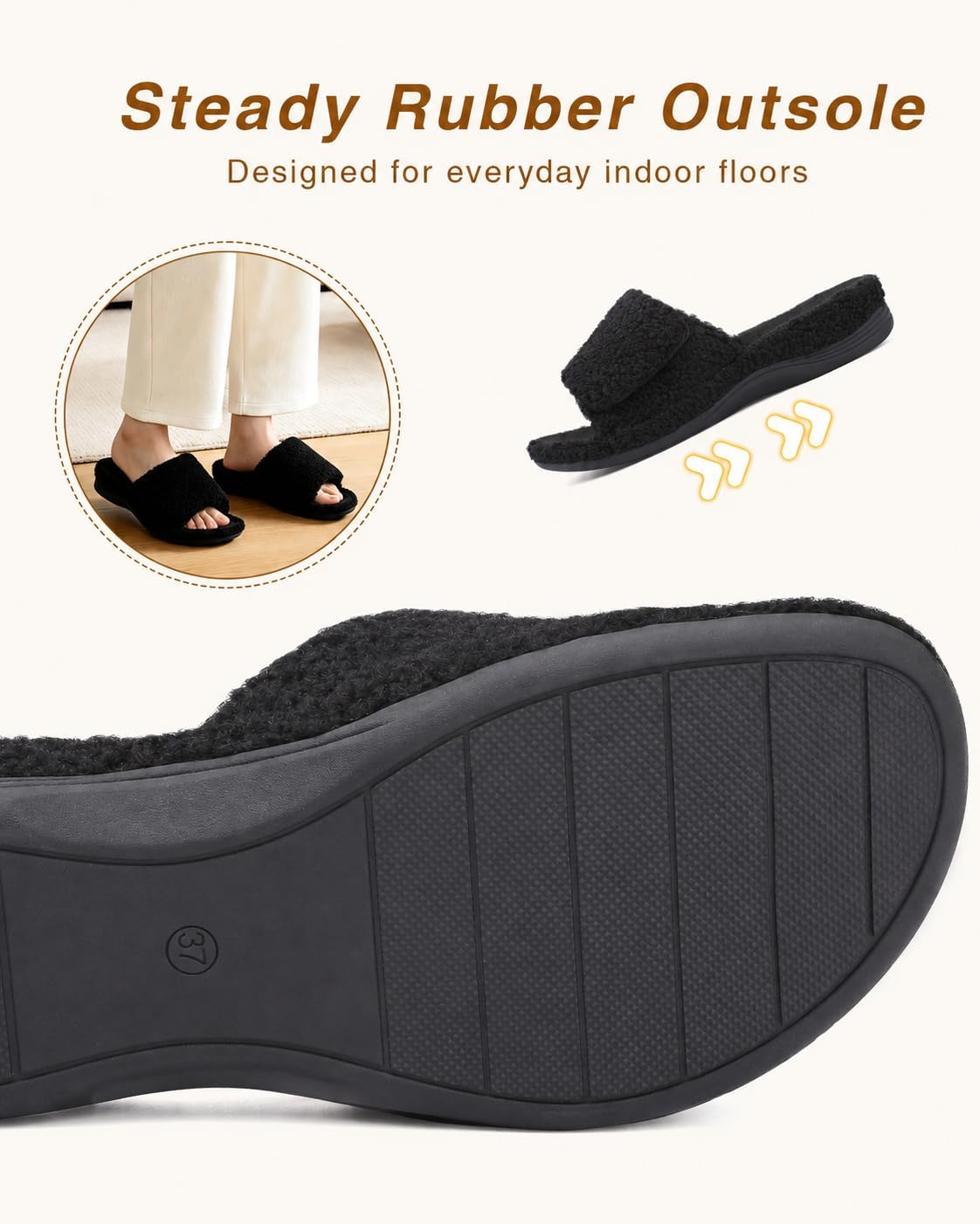 Orthopedic Slippers for Women Adjustable Arch Support House Slippers