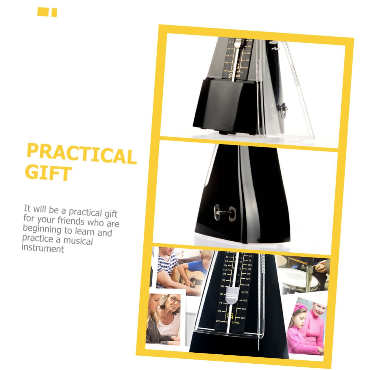 FRCOLOR 1 Satz Mechanisches Metronom für Gitarre Klavier und Andere Instrumente mit Notenclip Universelles Metronom Verbesserung Ihrer Musikalischen Fähigkeiten Schwarz Zufällige Farbe