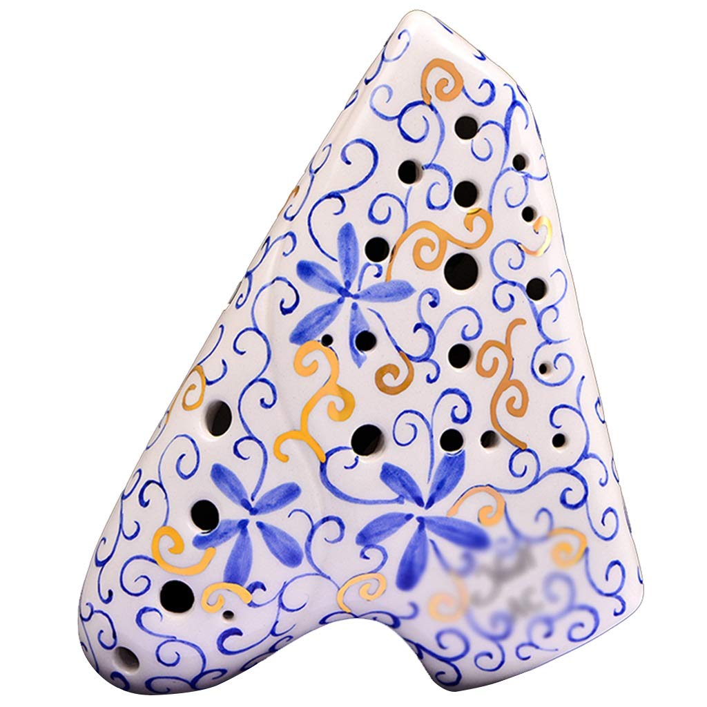Ocarina in Argilla Bianca E Blu Dipinta A Mano in Do/sol Contralto A 3 Tubi, Suonare Strumenti A Fiato Ad Ampio Raggio su Un Palco A Forma di Sottomarino, Adatto per Professionisti
