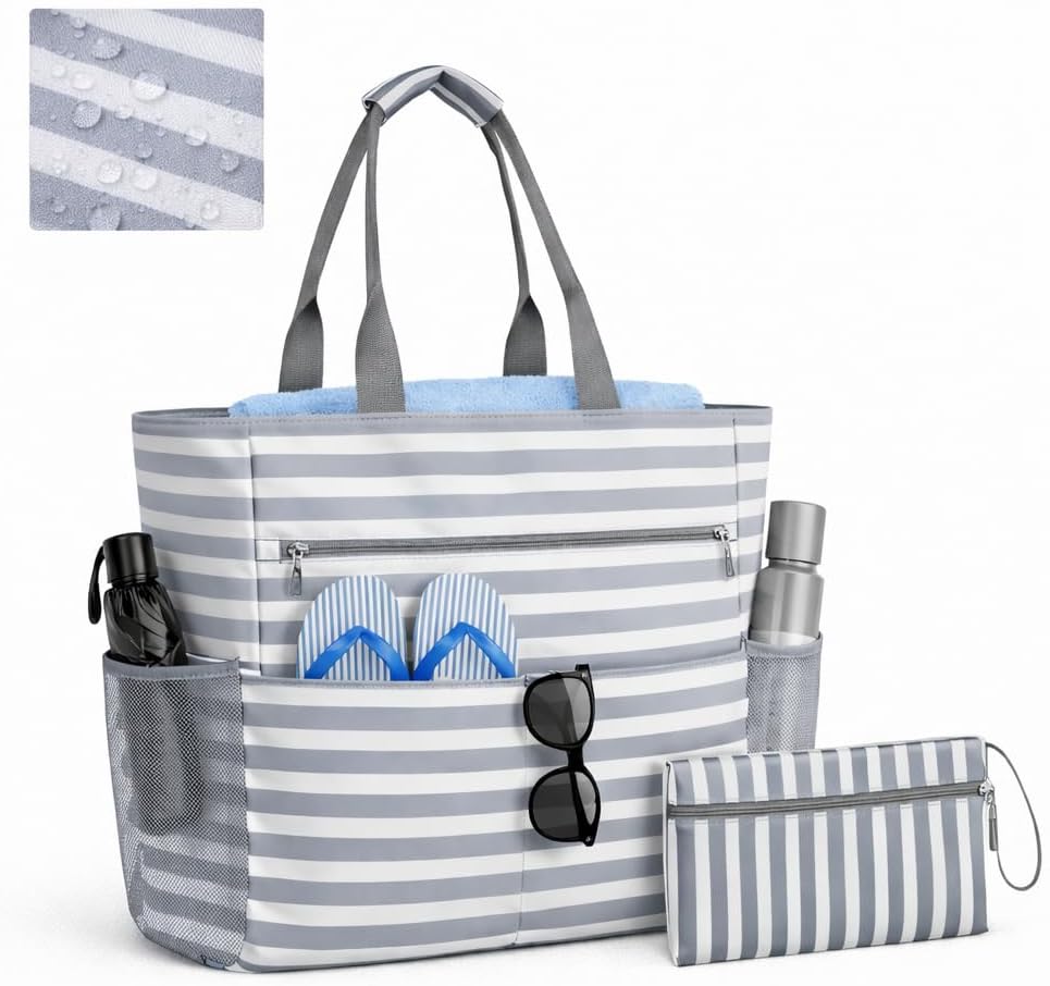 Waterproof Foldable Tote Bag for Travel – Large Carry-On with Zipper Pocket for Beach, Gym, Airplane & Weekend Trips