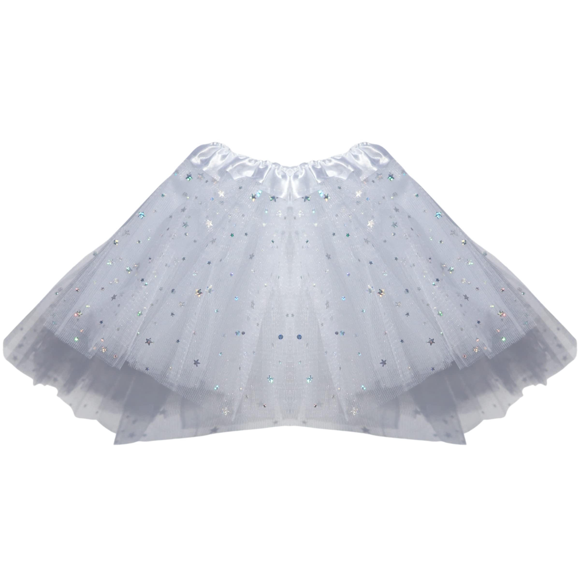 Topkids Accessories Girls White With Stars Cute White Tutu's For Kids Tutu Skirt, Ballet Or Princess Costume Tutu For Teenagers & Tulle Skirt, Costumes Skirts & Tutus, Sparkles (White With Stars)