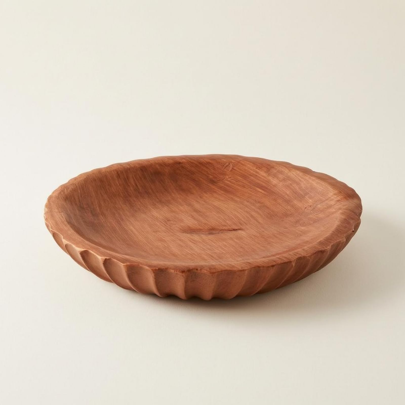 Colcolo Obstschale Holz Servierschale Tablett Organizer Dekoschale Schale mit Flachem Rand Und Rillen Außen aus Kunstharz für Servieren Und Sortieren für Zuhause Esstisch Küchentheke, Niedrig