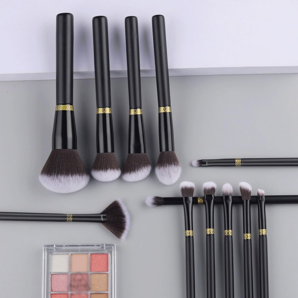 12 pezzi di set pennelli for trucco nero Pennello for cipria for correttore Ombretto for sopracciglia Strumenti bellezza