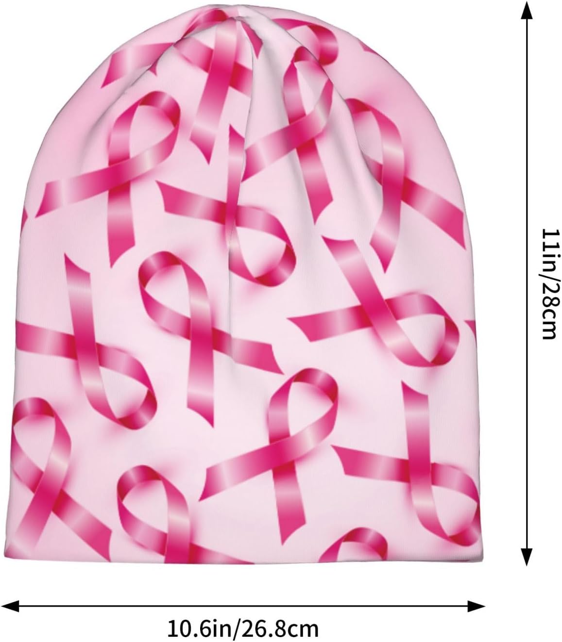 Pink Ribbons Beanie Hat Slouchy Cap Warm Cancer Headwear Stretch Knitted Hats For Women Men - Image 3