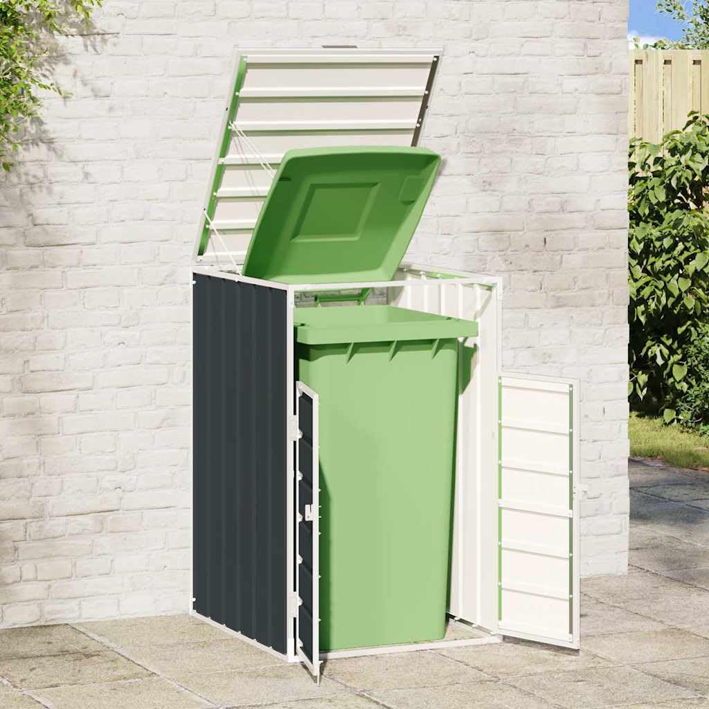 Pulverbeschichtete Mülltonnenbox für 1 Tonne in Anthrazit, 72x81x115 cm, aus robustem Stahl mit Deckel-Mechanismus und Fronttüren für einfachen Zugang