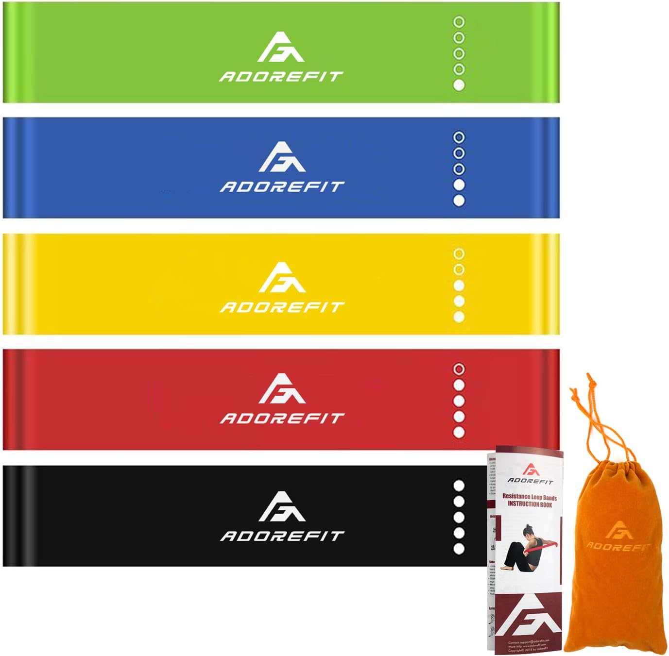 AdoreFit Resistance Band Exercise Loops - Upgraded Nature Latex Elastic Bands for Workout,Fitness,Home Gym,Crossfit,Pilates,Stretch,Yoga