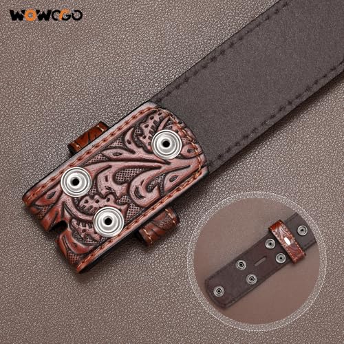 Women Men Western Belt Strap Genuine Leather Cowboy Cowgirl Floral Embossed Belt Strap4