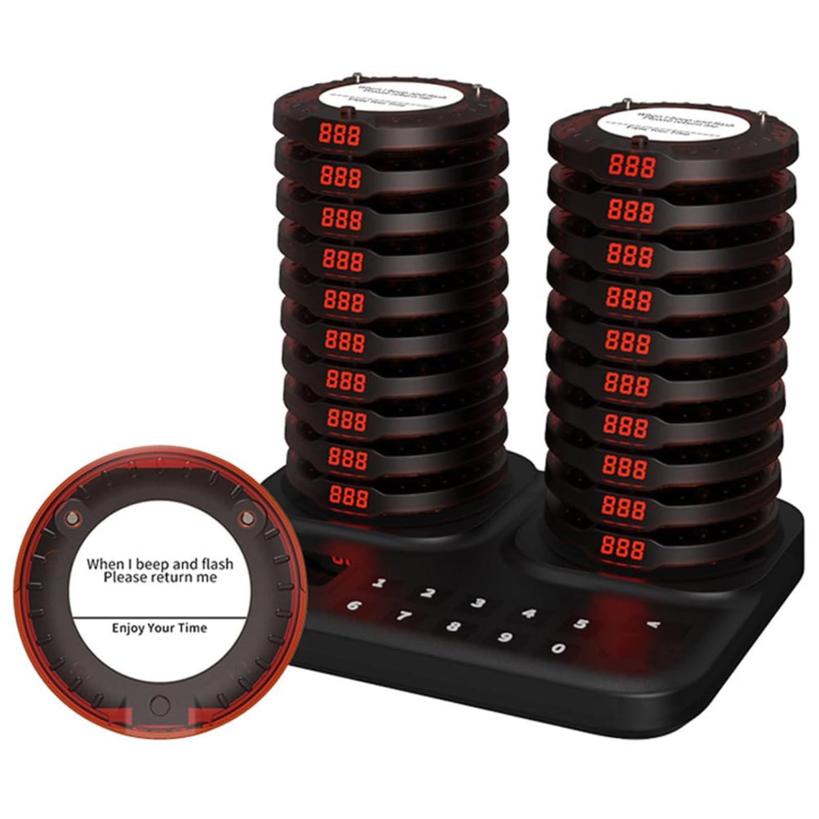 Cercapersone wireless da ristorante con 20 cicalini, lungo raggio 800 m, standby 20 ore, ideale per luoghi affollati con code