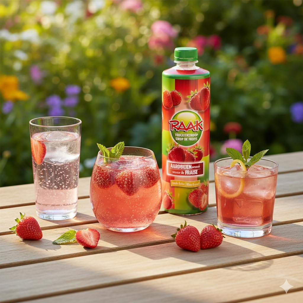 RAAK Sirop Fraise Premium | 6x750ml = 180 Verres | 15% Vrais Jus de Fruits | Parfait Familles & Professionnels | Qualité Européenne
