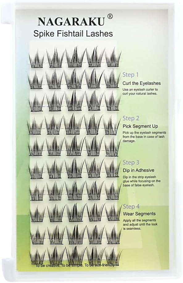 NAGARAKU Selfgrafting Segmented False Eyelashes 0.07mm Individual Cluster Eyelashes Premade Fans For DIY Eyelash Extensions at Home 11-12-13mm Mix Lenght - Fishtail Manga Eyelashes