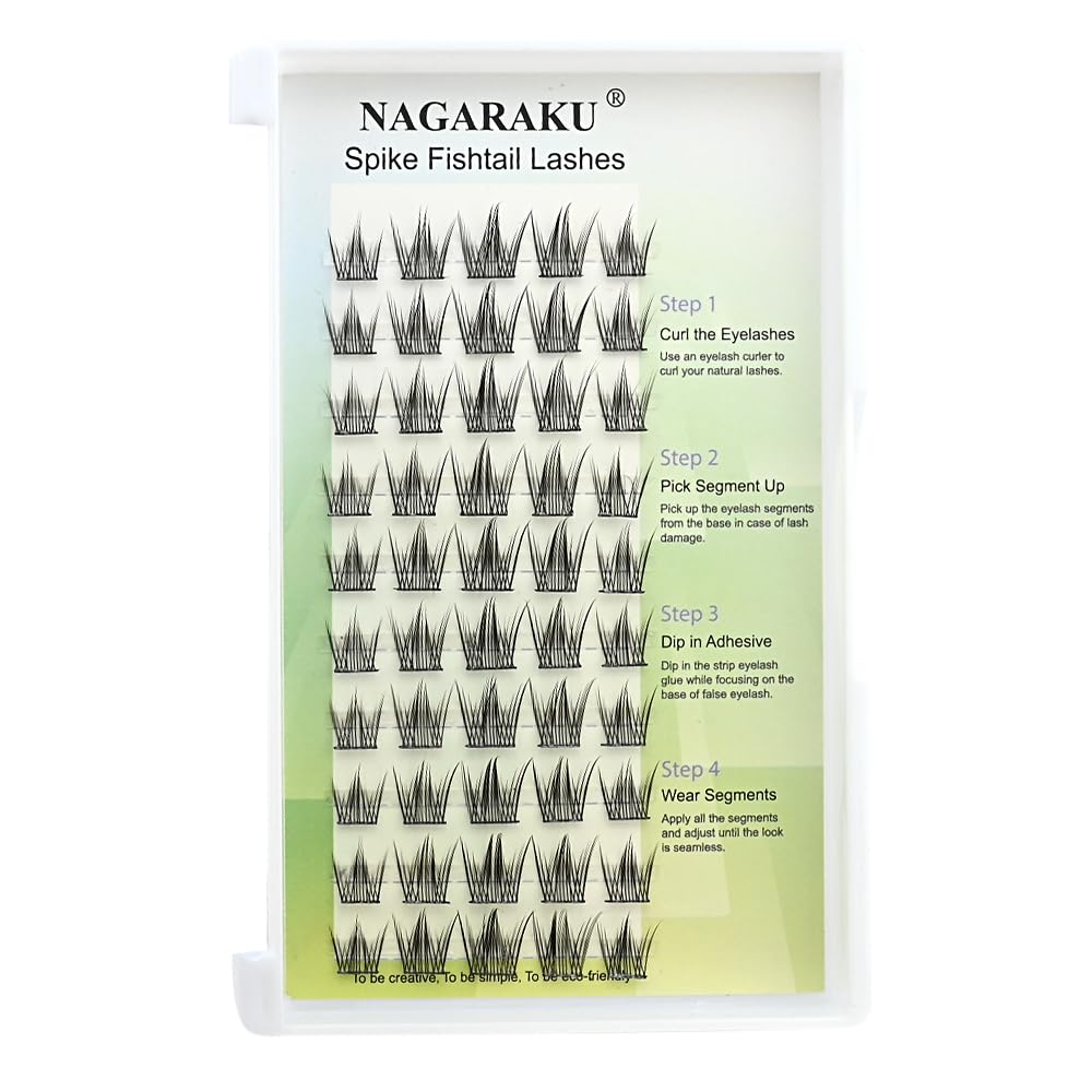 NAGARAKU Selfgrafting Segmented False Eyelashes 0.07mm Individual Cluster Eyelashes Premade Fans For DIY Eyelash Extensions at Home 11-12-13mm Mix Lenght - Fishtail Manga Eyelashes
