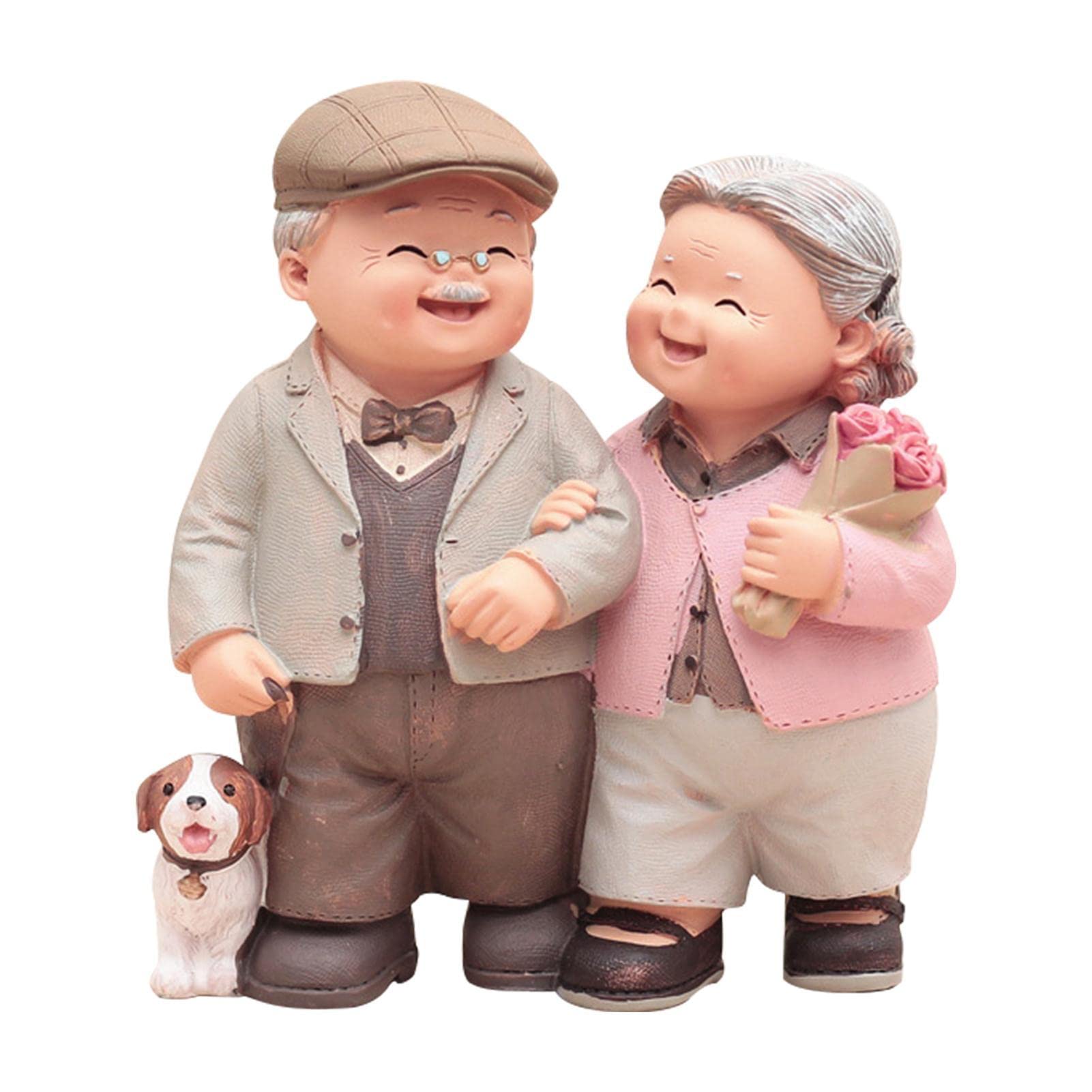 Eastuy Loving Couple Resin Figurine - Cute Wedding Anniversary Cake | Creative Grandparents Figurines for Anniversary, Valentine's Day, Wedding, Home Decor
