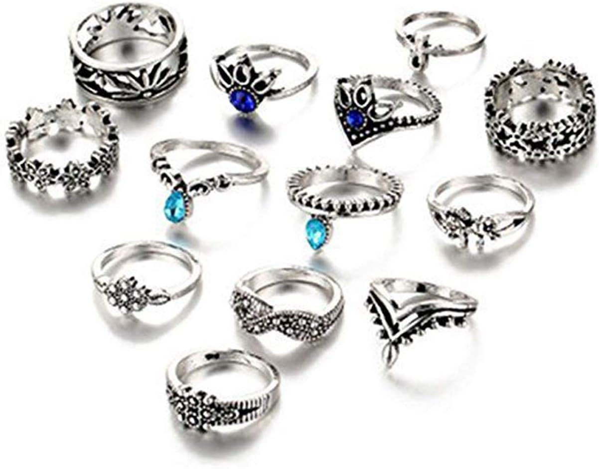 Women Silver Plated Boho Stacking Ring Set