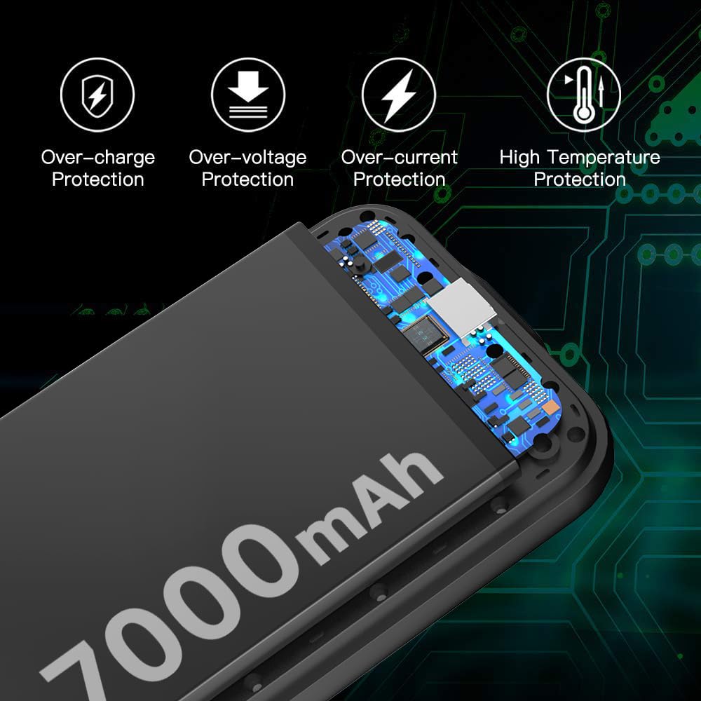 LCLEBM Custodia per iPhone 16 Plus, 7000 mAh, aggiornamento ad alta capacità, batteria ricaricabile estesa, cover protettiva portatile intelligente di backup per iPhone 16 Plus (1 confezione)
