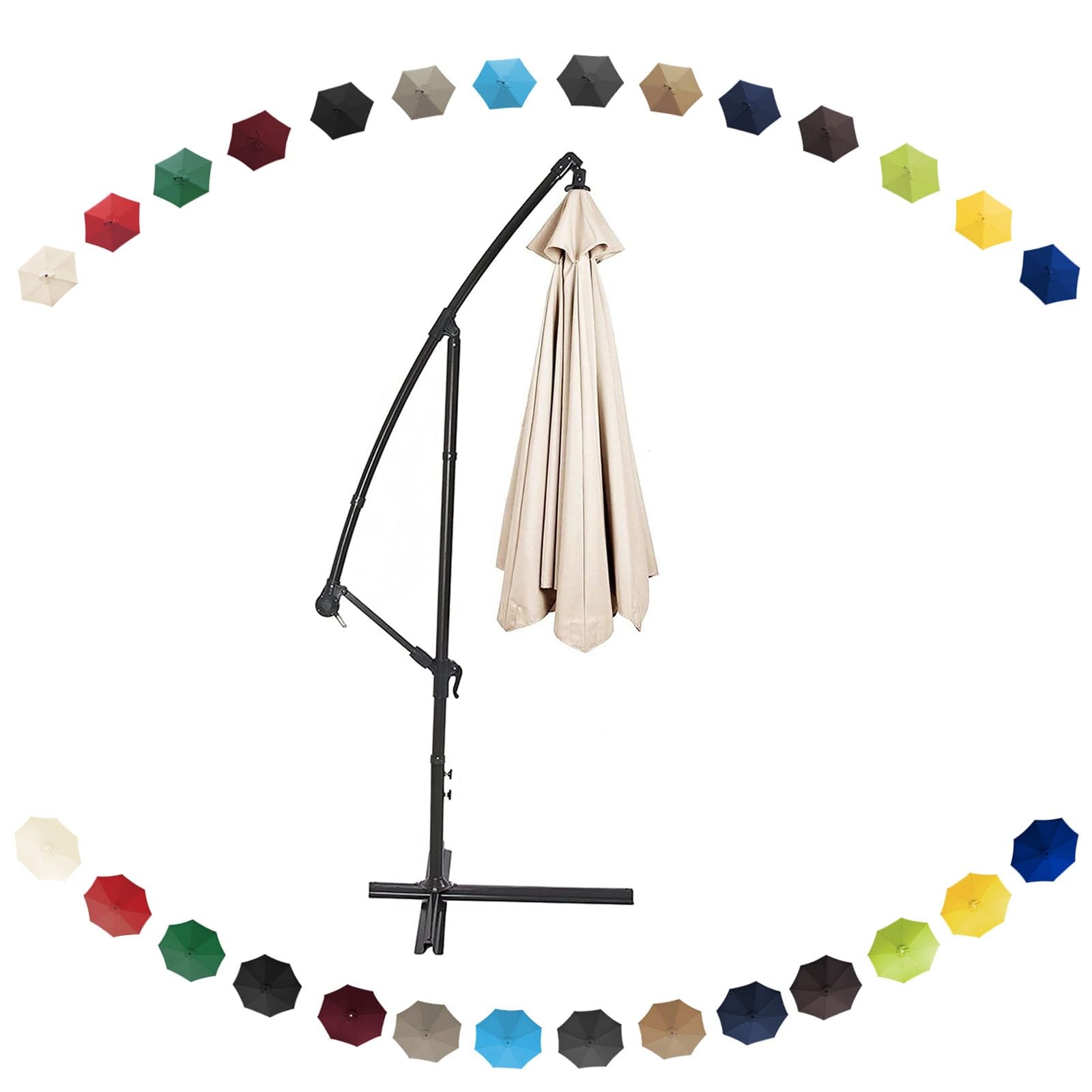 Replacement Covers 2/2.7/3m Garden Parasol Canopy Cover, Replacement Parasol Fabric Canopy Fit 6/8 Ribs Offset Hanging Umbrella (Color : Off-white, Size : 6 ribs: 2.7m/8.8ft)