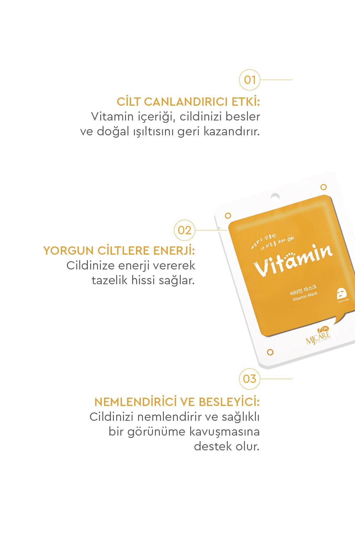 Mjcare On Vitamin Mask Vitaminli Yüz Maskesi 5'li