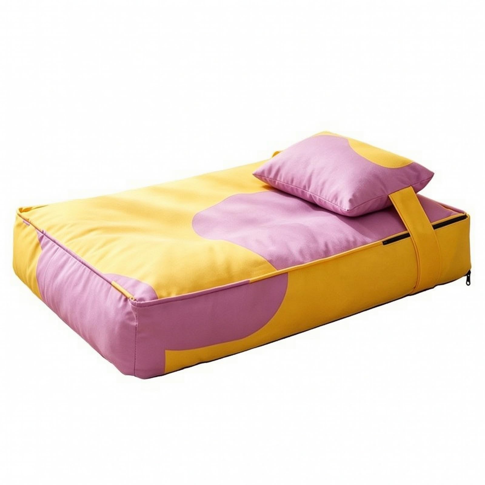 Cama para Perros senfundable , Grande, 65 × 45 × 15 Cm , Morado Y Amarillo