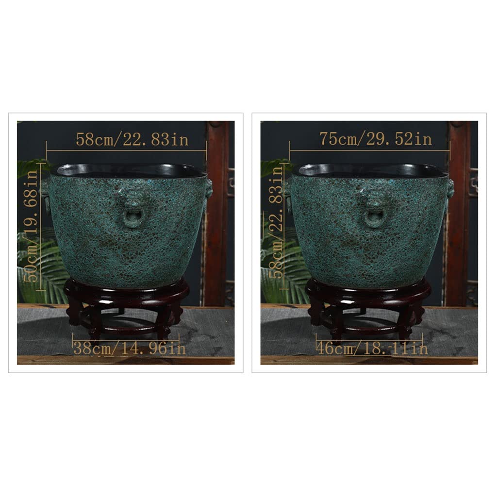 Acuario Pecera De Cerámica De Estilo Chino Patio Tanque De Cultivo De Peces Tanque De Tortugas Sala De Estar Balcón Oficina Feng Shui Tanque De La Suerte Acuar,E,58cm