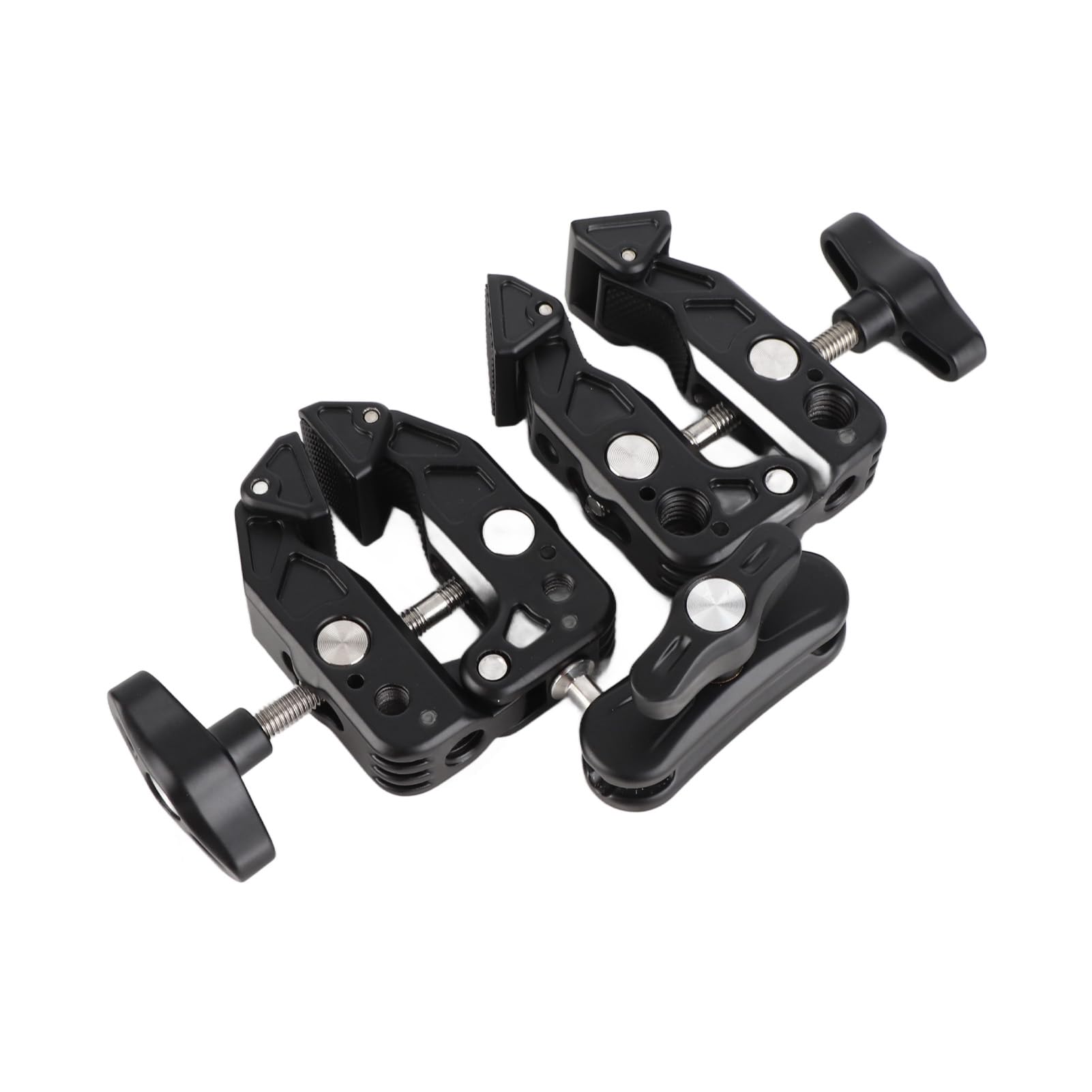 Podwójna kamera Super Clamp z interfejsem 1/4 3/8 cala, zimne buty, podwójny zacisk aparatu, 360 stopni, używany do uchwytu lampy studyjnej, reflektora, wieszaka fotograficznego i poprzeczki