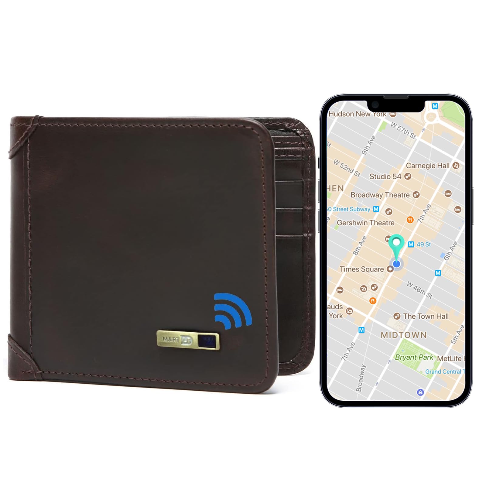 Leather Bluetooth Wallet Tracker, Men's Leather Wallet with ID Window, Credit Card Holder Pocket-picture-25