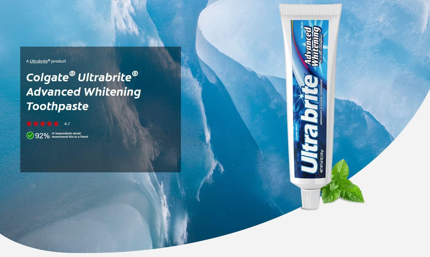Ultra brite Advanced Whitening Toothpaste Clean Mint 6 oz (Pack of 5)