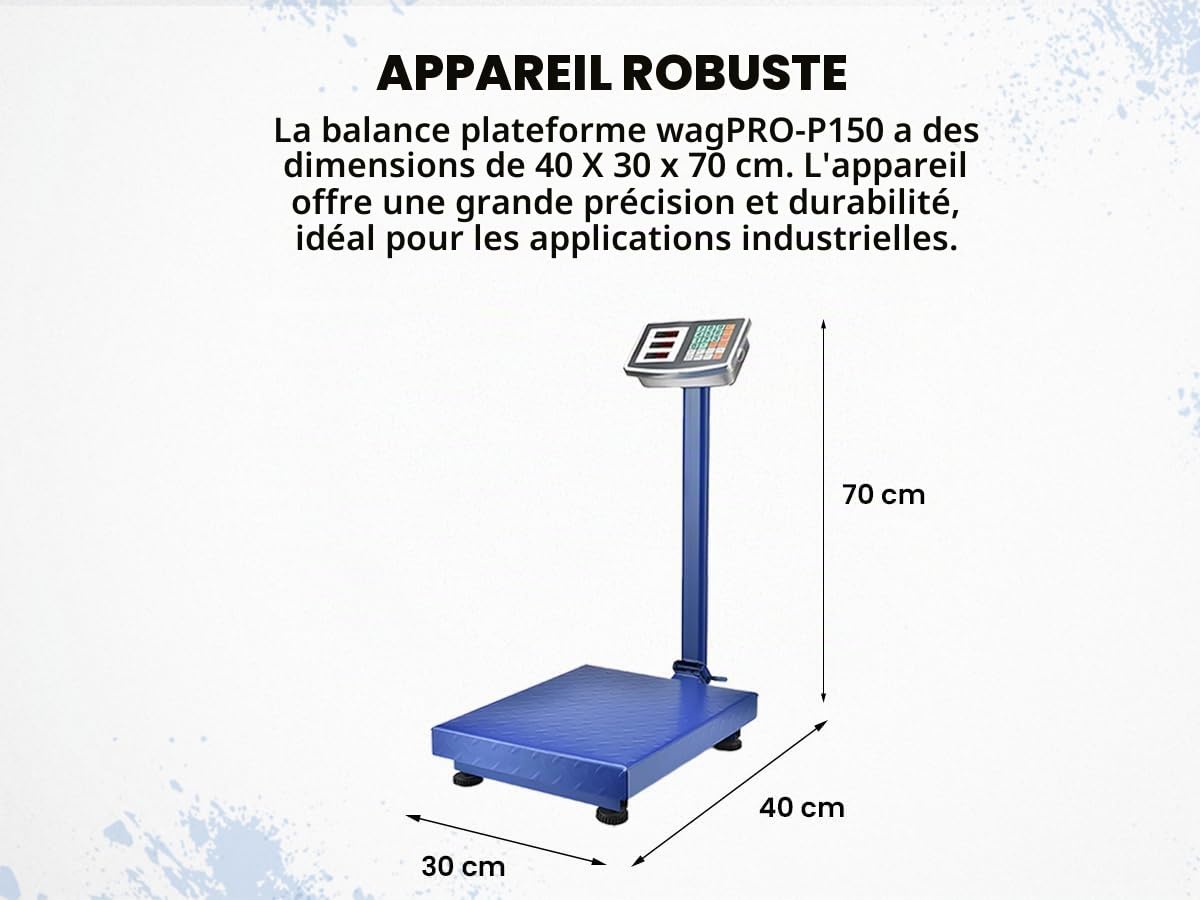 HDWR wagPRO-P150 Balance plateforme 150 kg, balance colis pliable, tare