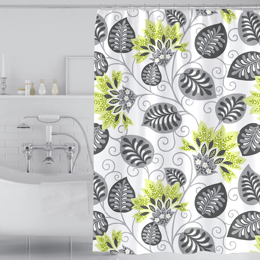 GONOVE Shower Curtain 240 x 200cm Mildew Resistant Waterproof Polyester Fabric Flowers Bathroom Shower Curtain Liner Long Washable Bath Curtain with Hooks