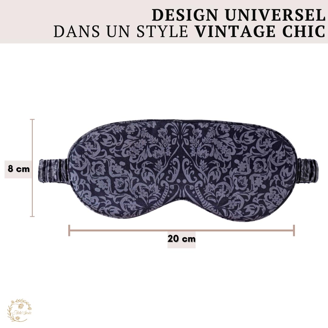 Confezione regalo 2 maschere per dormire pura seta di gelso 22 momme grado 6A maschera da notte seta biologica per donna e uomo con stampa vintage ipoallergenica, sonno riparatore adulto