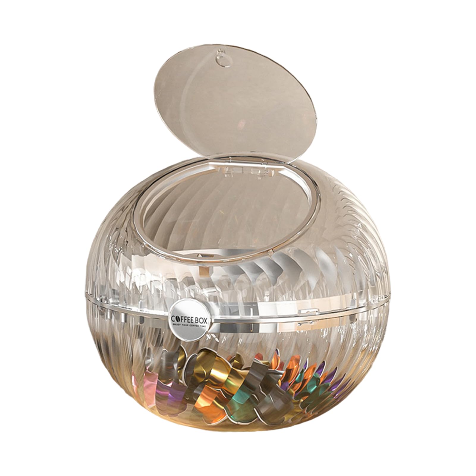 LIXSAZSE Durable Coffee ForCapsule Storage For Different Coffee Types PET ForCapsule Storage Box Organizer, Silver circle