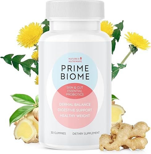 Nature's NutriWave PrimeBiome - Gomitas probióticas, mezcla a base de plantas con inulina, melena de león, jengibre y más, sin OMG, sin