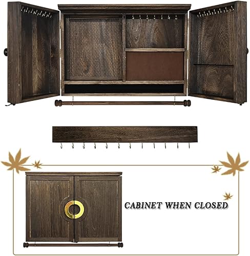 Miniatura 4 de Organizador de joyas rústico montado en la pared con decoración de madera de granero, soporte para joyas para collares, aretes, pulseras, soporte