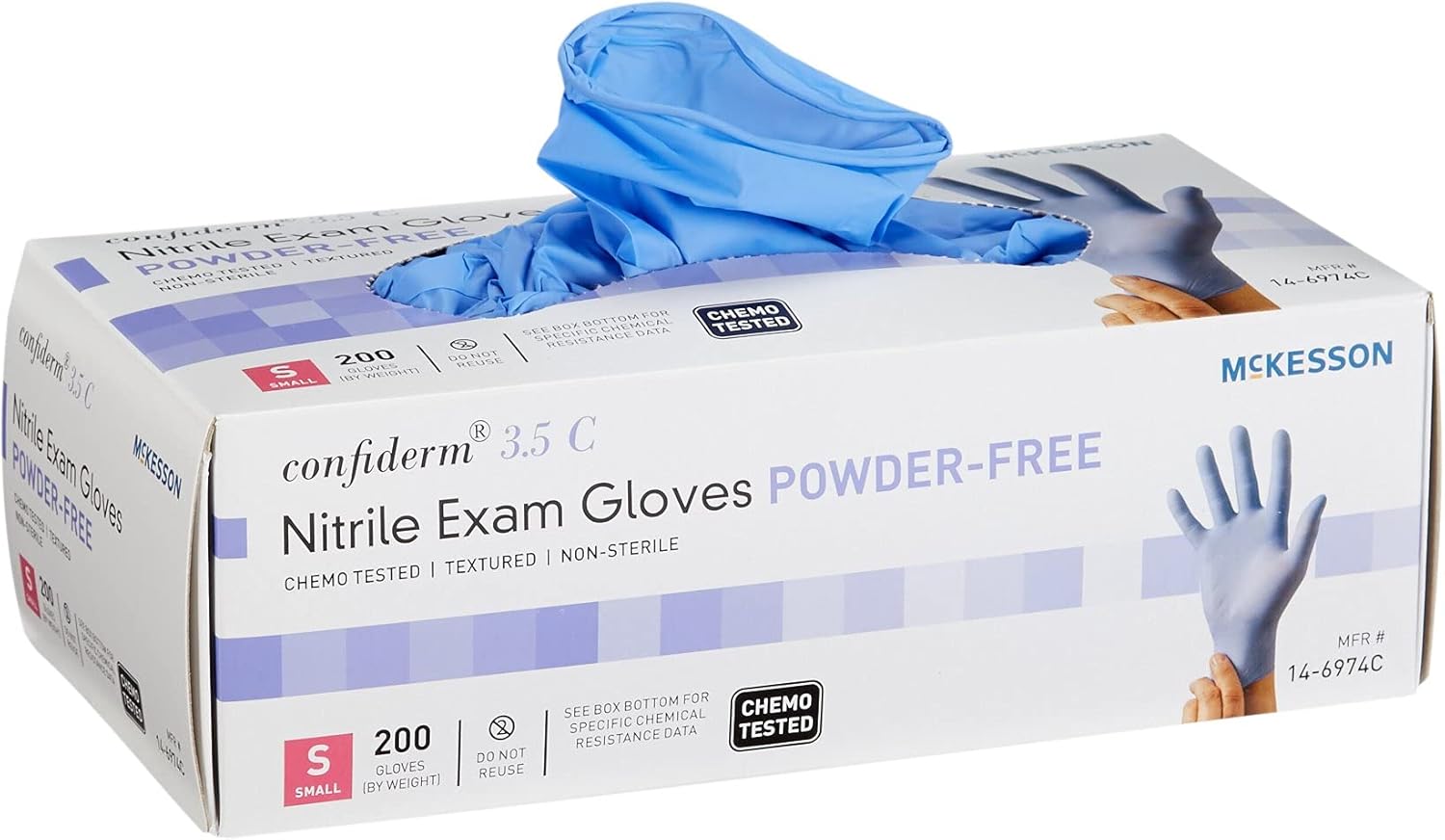 McKesson Confiderm 3.5C Nitrile Latex-Free SM Exam Gloves, Small, Chemo Tested, Powder-Free, 200/BX (CASE of 10)
