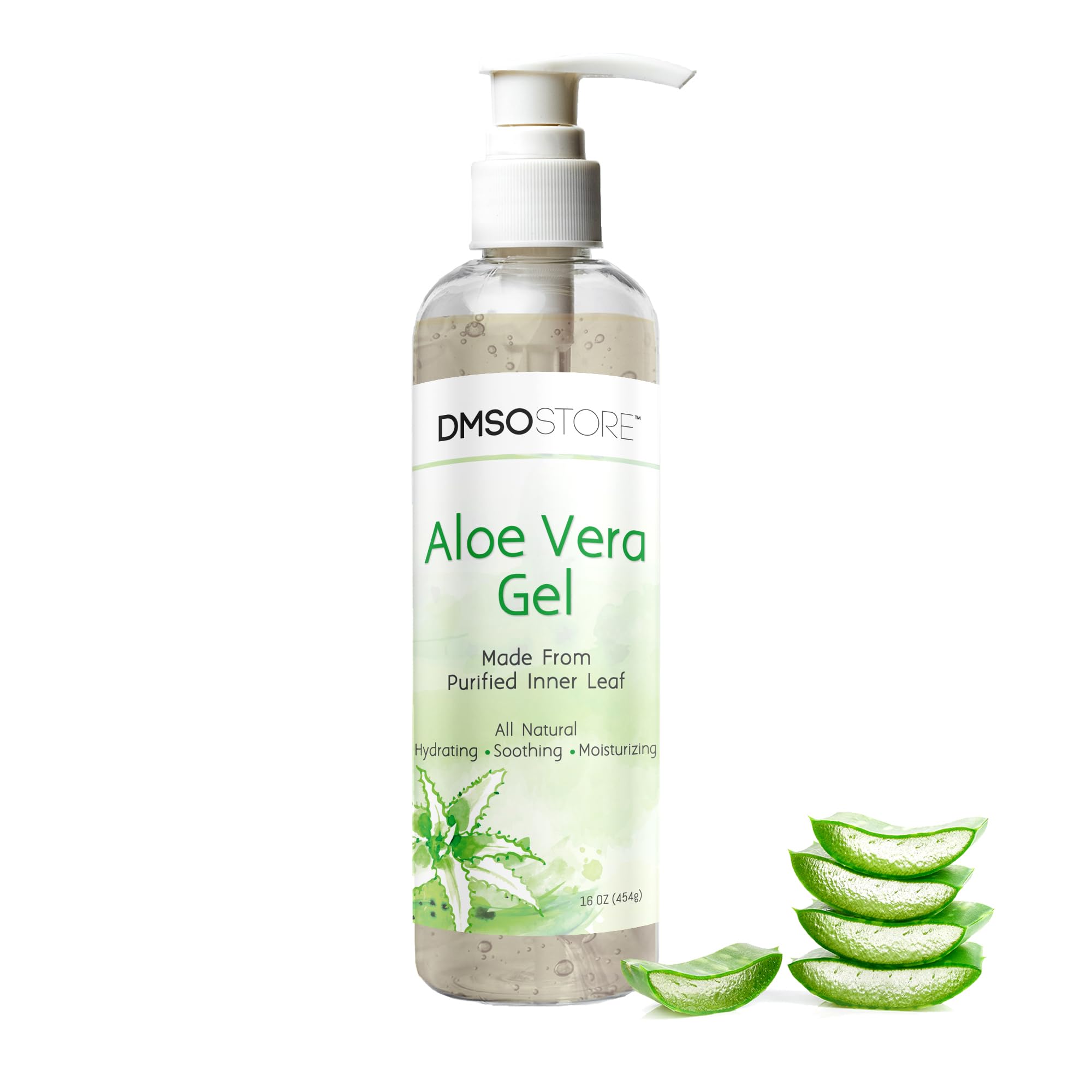 DMSOSTORE Aloe Vera Gel, 16 oz (454g), Alcohol-Free, Made From Purified Aloe Vera Inner Leaf, Soothing, Skin Moisturizing, Hydrating