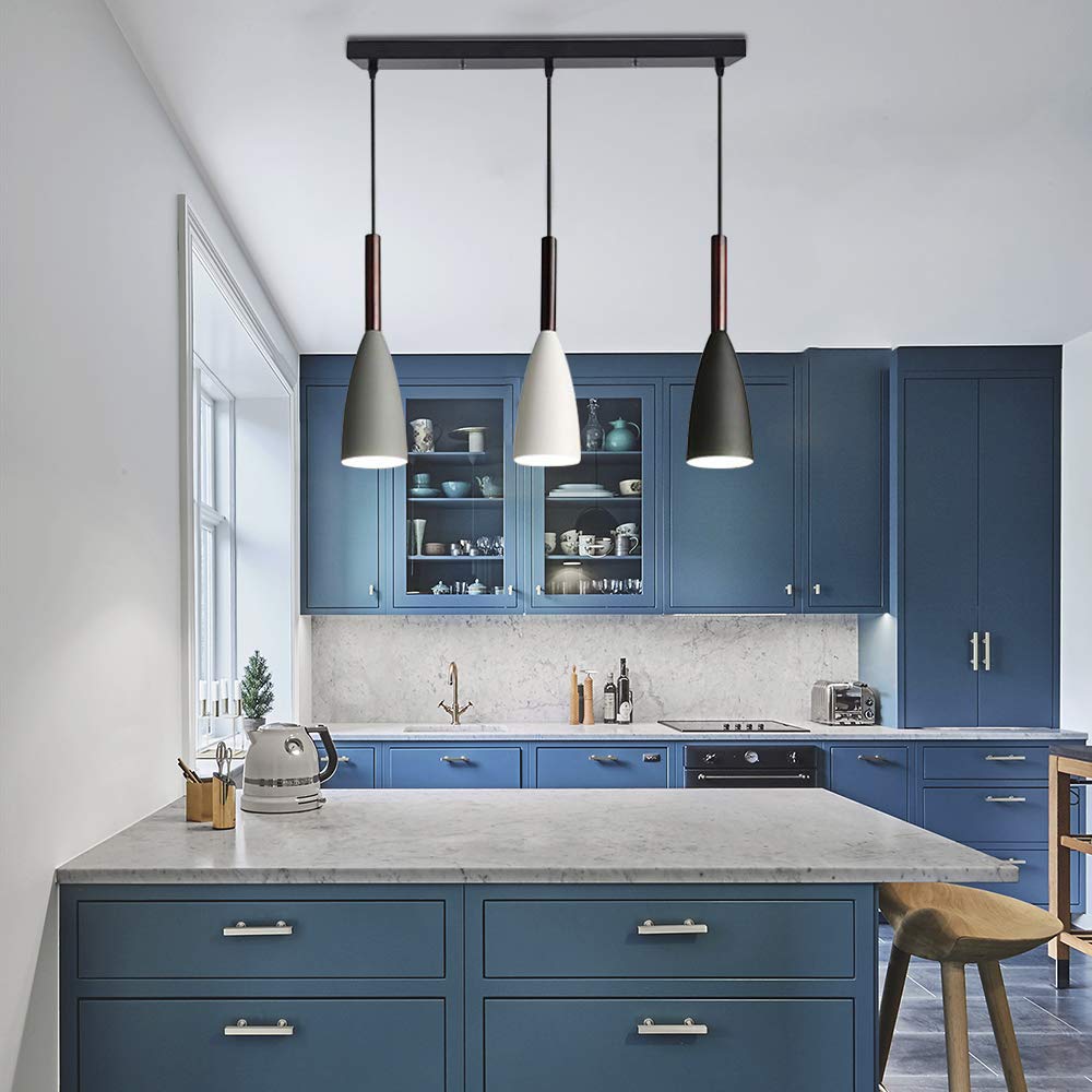 RUIBO Minimalista lampada a sospensione moderna, 3 teste con cavo regolabile LED lampada a sospensione a soffitto, per cucina, sala da pranzo, luci a sospensione, lampadina E27 non inclusa AC90-260V