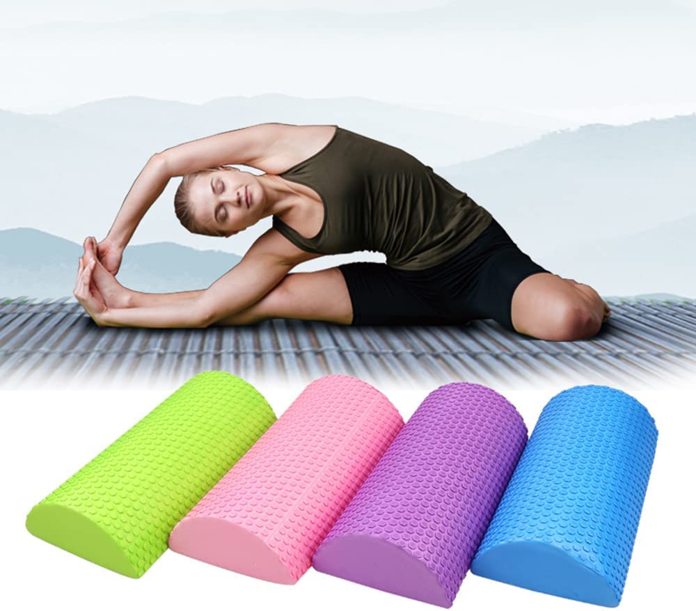 Rouleau En Mousse Demi-Rond – 30x15x7,5 Cm – PPE Haute Densité – Pour Massage, Étirements Et Récupération – Yoga, Pilates, Kiné – Léger 150g