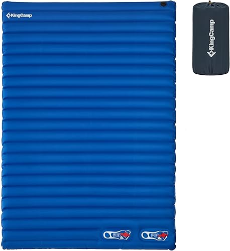 Colchón de aire KingCamp individual o doble para dormir al aire libre (con bomba infladora de pie incorporada) Beige,Azul (inflable),Verde,Gris,Azul