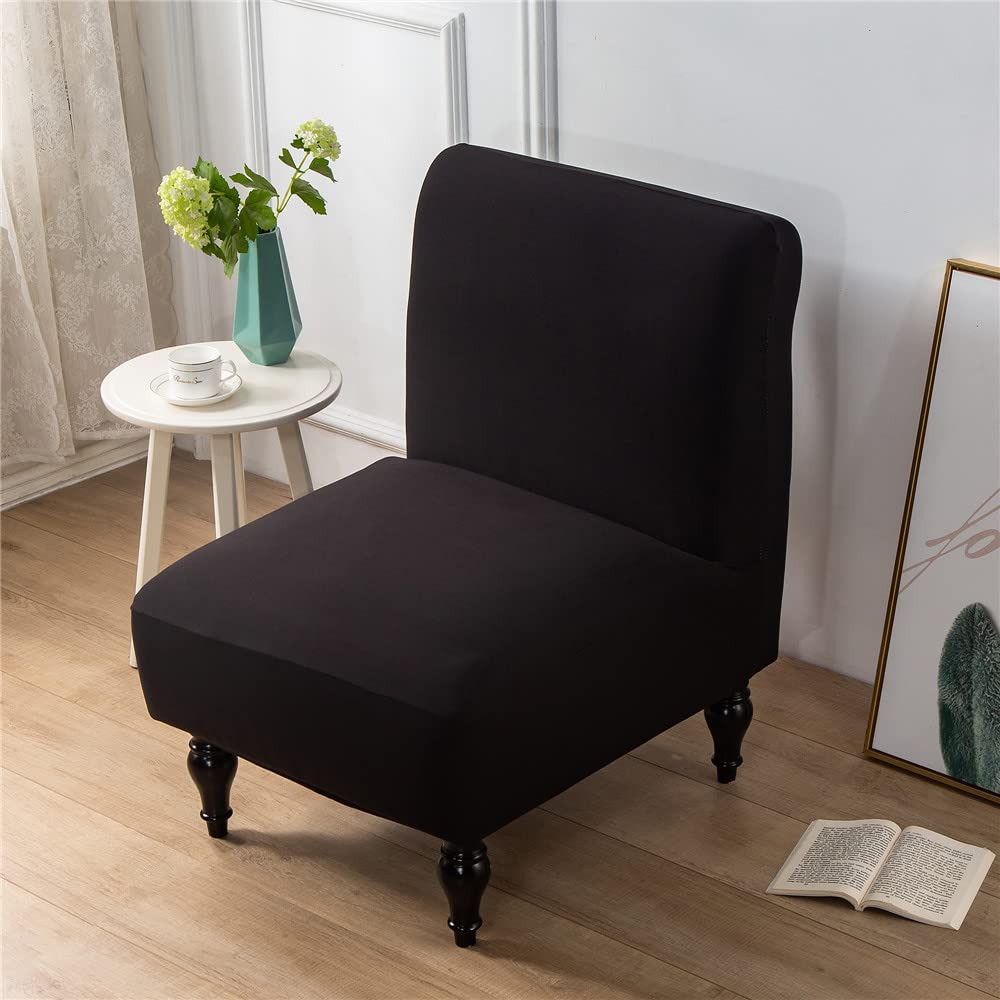 Highdi Extensible Housses de Chaise sans Accoudoirs, 1 Place Housse de Fauteuil pour Accent sans Bras Elastique Lait Soie Protege de Meubles Amovible Lavable pour Salon Chambre Hôtel (Beige