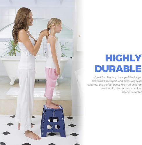 Miniatura 45 de Acko. Taburete plegable de 13 pulgadas de alto, resistente, para niños y adultos, cocina, jardín, baño, taburete con escalón. Blanco,Negro