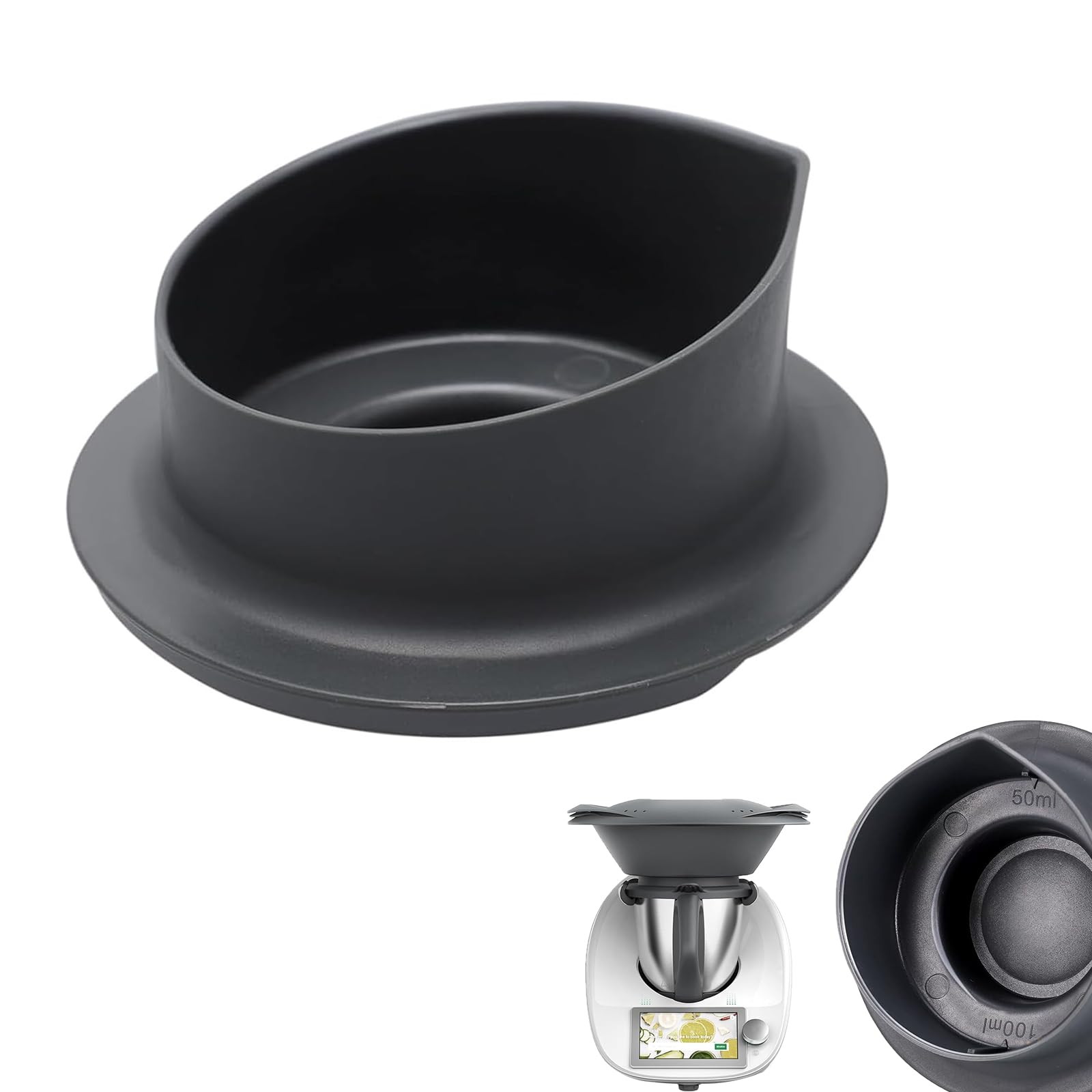 Measuring Cup for Thermomix TM5 & TM6 Vorwerk - Accessories for Thermomix - Heat Resistant and Cold-Resistant, Lid with 100 ml and 50 ml Marking