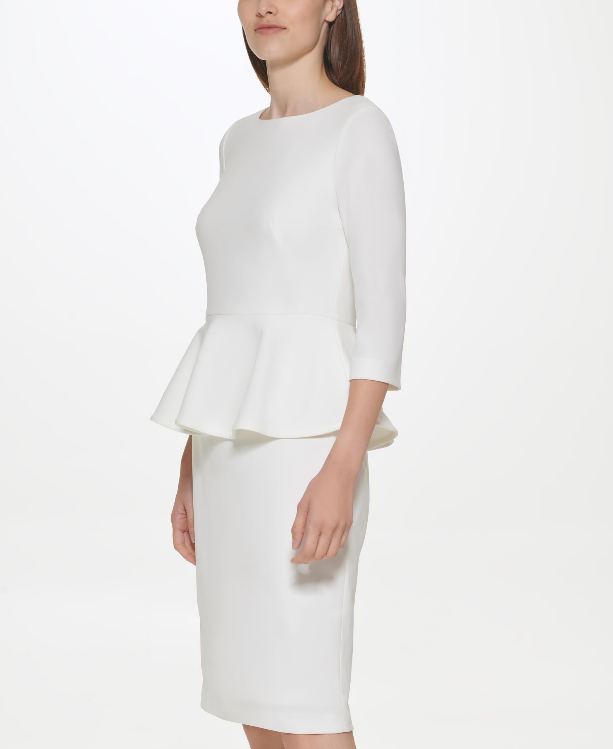 Calvin Klein Damen Arbeitskleid mit 3/4-ärmeln und Schößchen Kleid