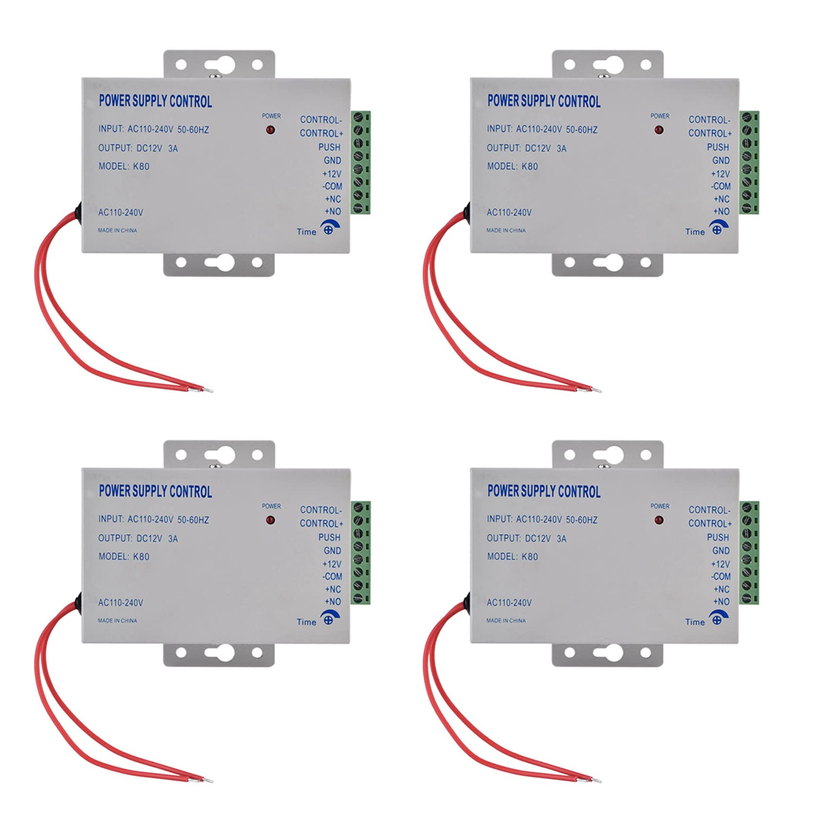 Jnchdghwa White 4X K80 Door Access System Electric Power Supply Control Dc 12V 3A Miniature Power/Electric Lock Power