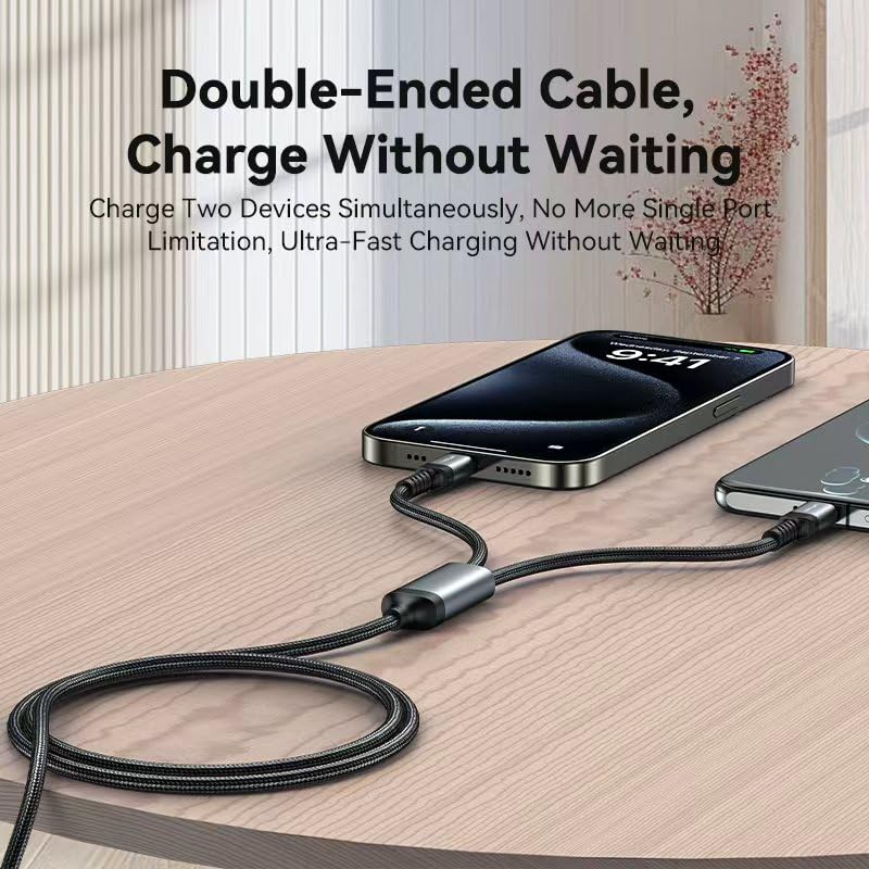 Image of Wayona 2 in 1 Fast Charging Cable 60W Type C to Type C & 27W Lightning 1.2M Nylon Braided Compatible with iPhone 17 /16 /15 /14 Lightning Models & S26,S25,MacBook, iPad