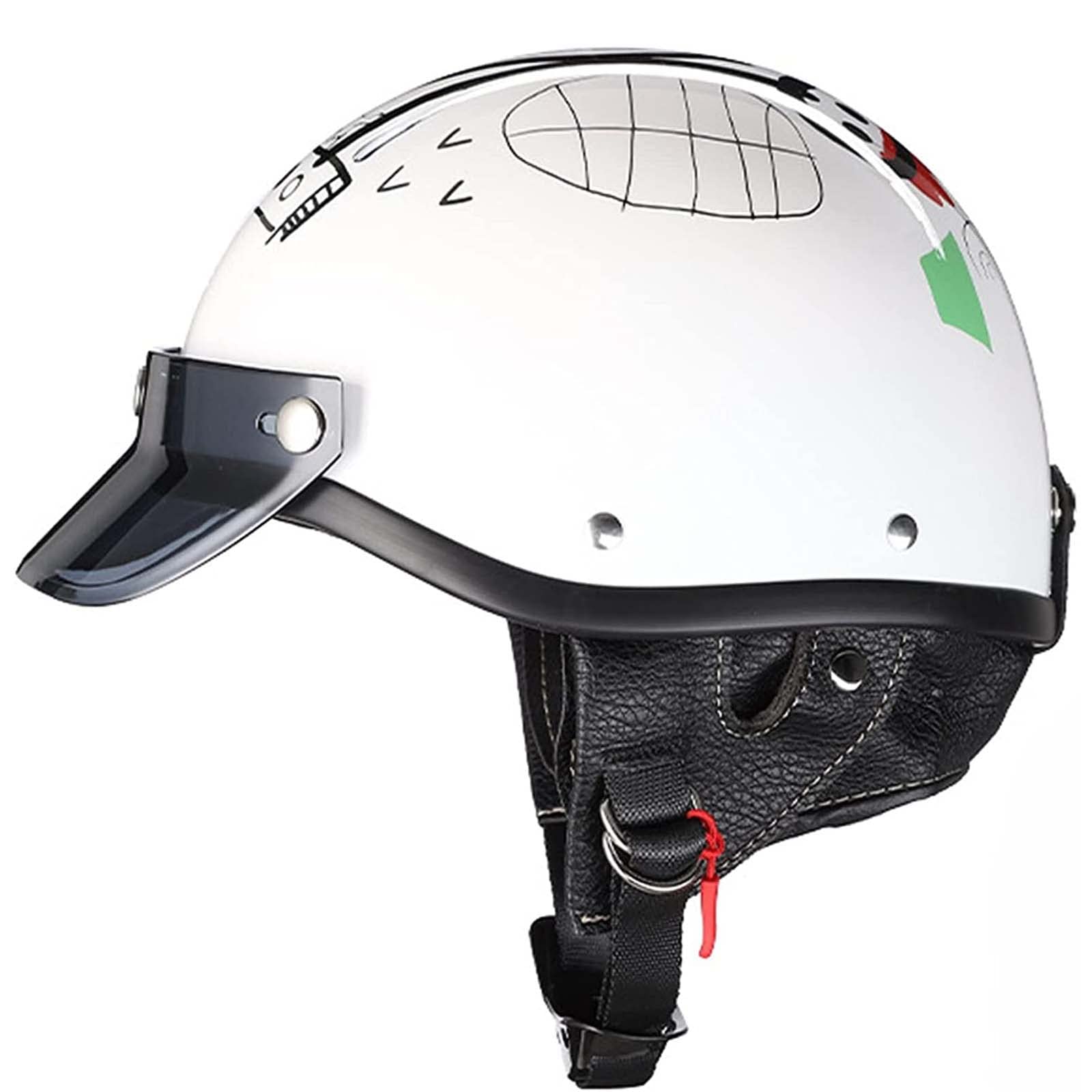 Retro Kask motocyklowy Kaski do skuterów Vintage Otwarta twarz Kask motocyklowy Quick Release Buckle DOT/ECE Approved Mężczyźni Kobiety Scooter Light Motorower Street Bike Helmet (G S=55~56CM)