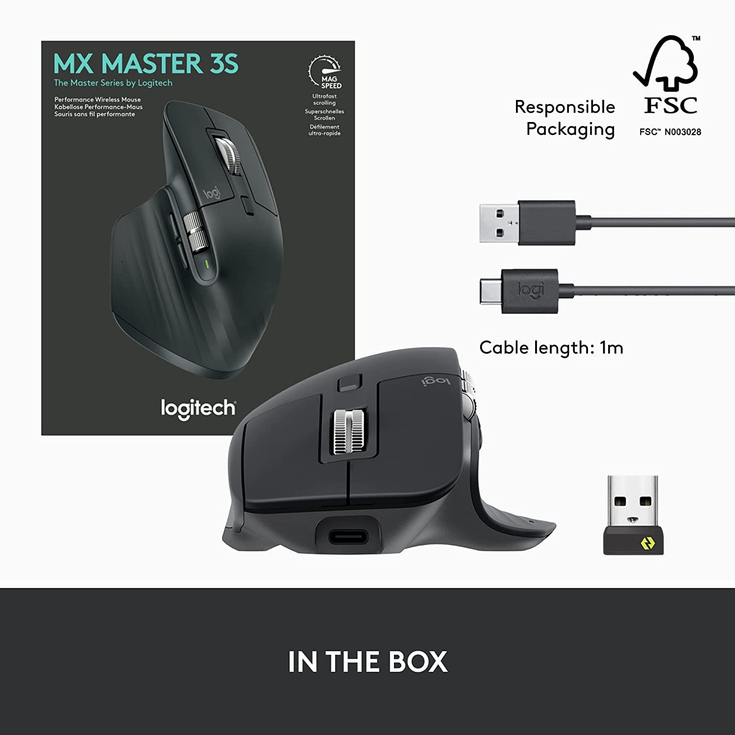 Logitech MX MASTER 3S for Business Wireless Mouse - Graphite