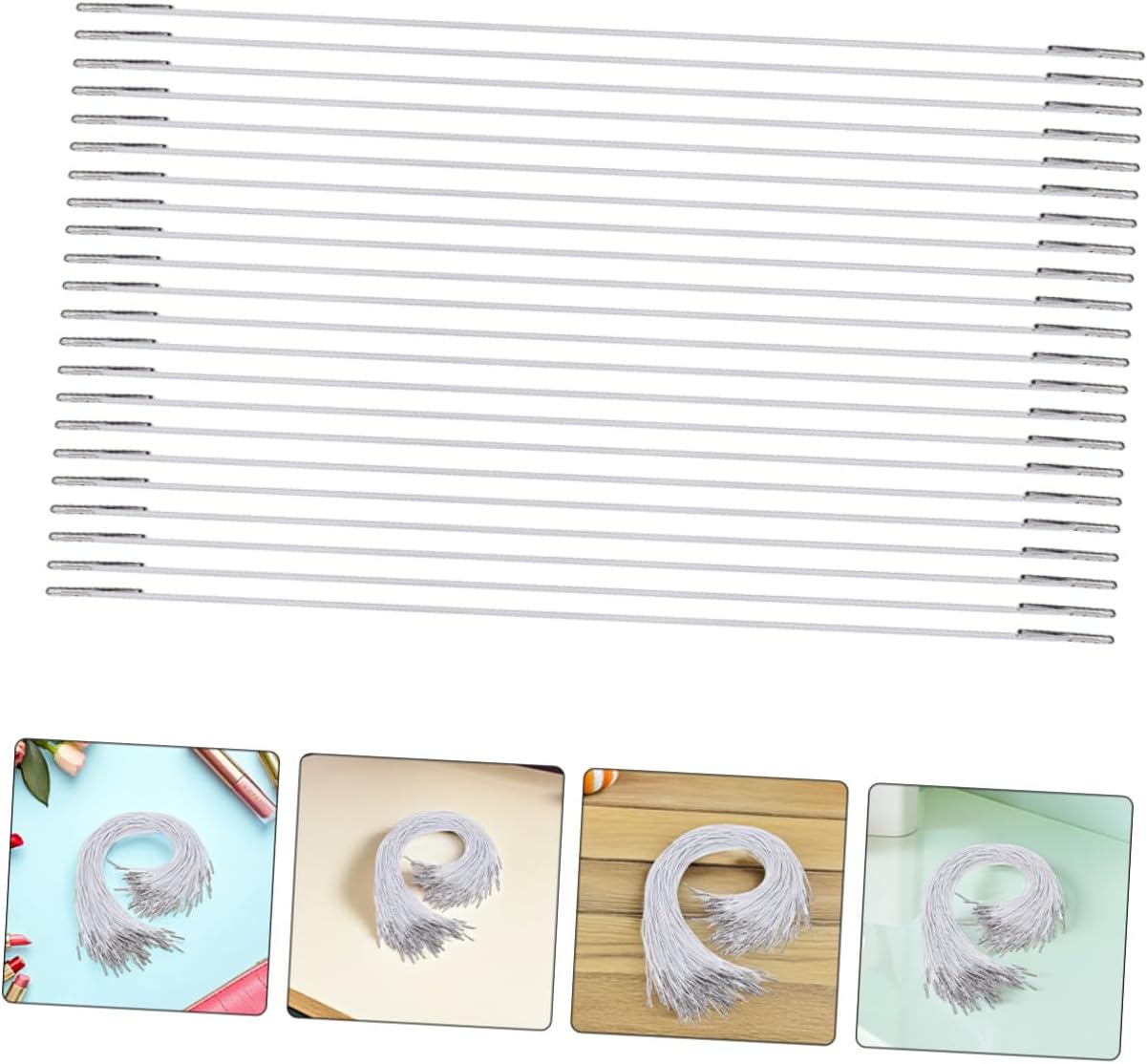 Alipis 200pcs Elastic Hat Cords and Stretchable Mask Strings with Metal Barbs Fasteners for DIY Face Mask Making, Hat Adjustment, and Crafting Accessories