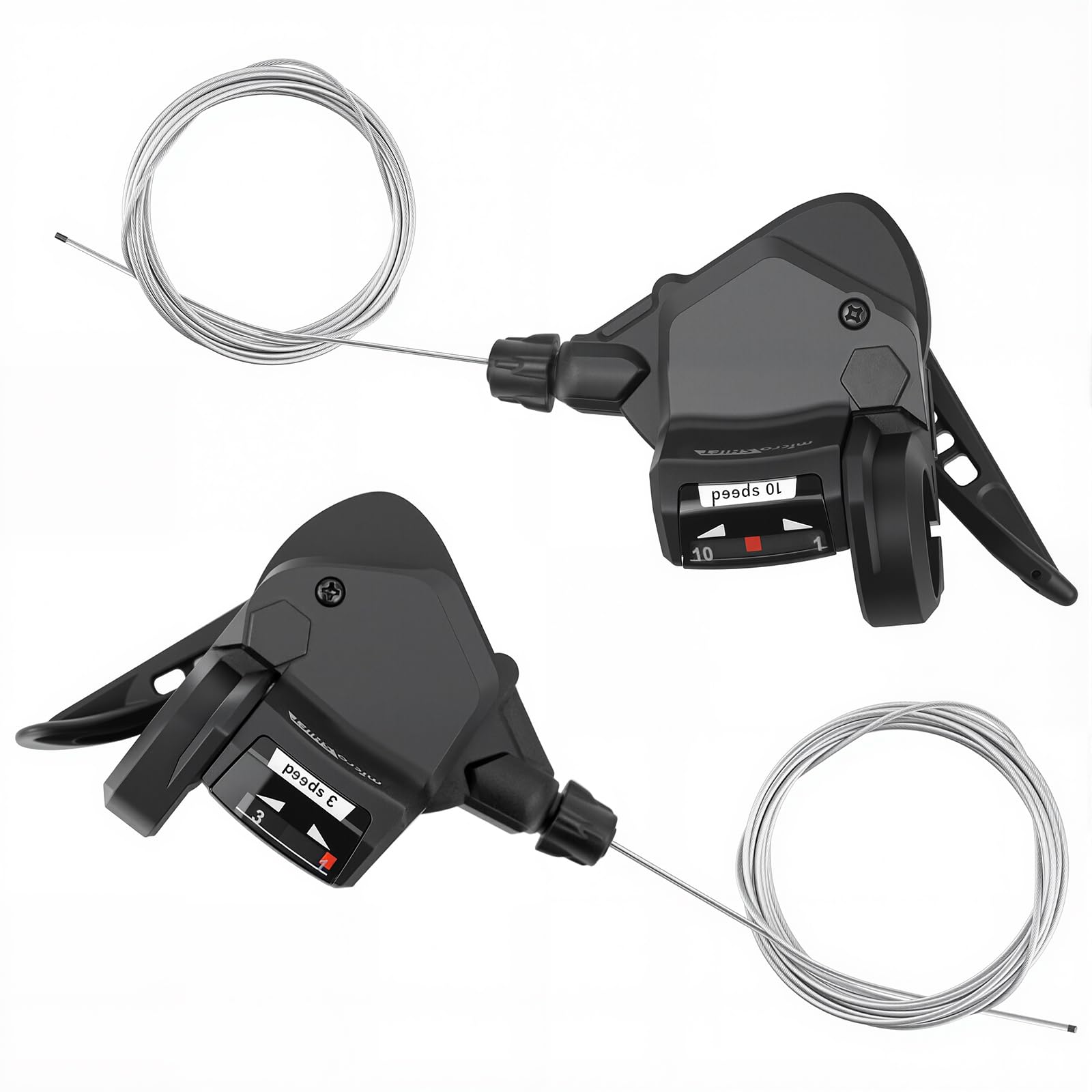 MEGHNA 1 Pair of Bicycle Gear Shifters for 3 x 8/9/10 Speeds Gear Shifter / Straight Gear Shifter (3 x 10 Speeds)
