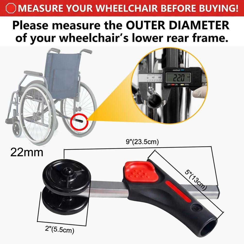 LDIW Dispositif de Basculement Arrière pour Fauteuil Roulant, Accessoire Stabilité Fauteuil Roulant 8 Speed Adjustable Height, Electric Accessories for Elderly and Disabled,22mm