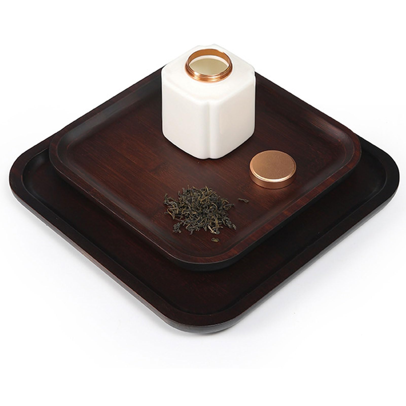 HUHJYUGE Bandejas de Bambú Natural, Bandeja Madera Rectangular, Bandeja para El Desayuno, Bandeja Redonda con Borde Elevado, para Decoración del Hogar, Postre, Galleta, Pan (Rectangular/50x28cm)