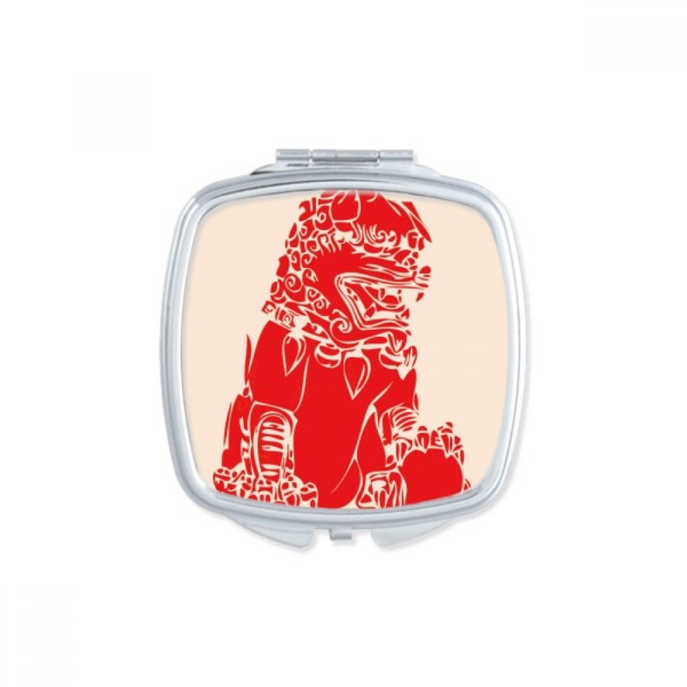 Miroir compact Lion Chinois carré pour éviter les bavures de maquillage en déplacement